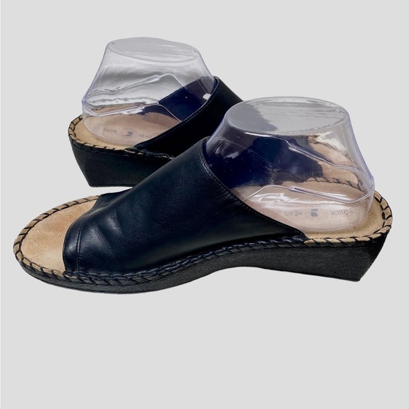 Duck Head Black Upper Leather Open Toes Sandals Mules Ladies 11 - Picture 5 of 12
